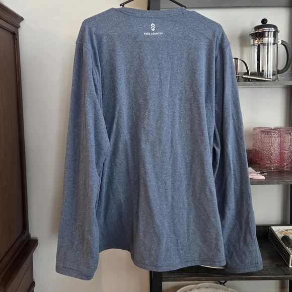 Free Country Men's Blue Long Sleeve Shirt xl Micro Tech Cozy Soft Warm - Picture 2 of 8